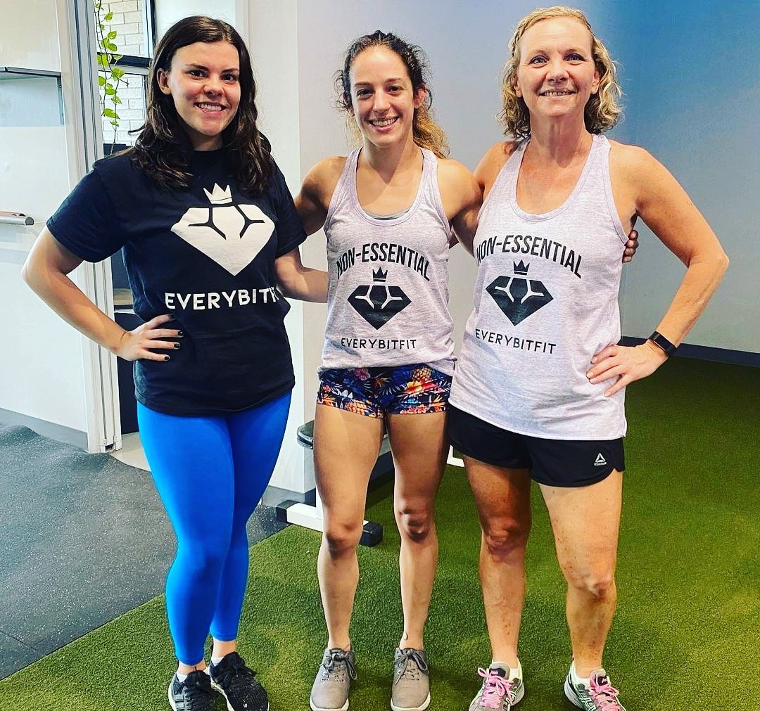 Three women after a small group personal training session at the Everybitfit studio in Scottsdale